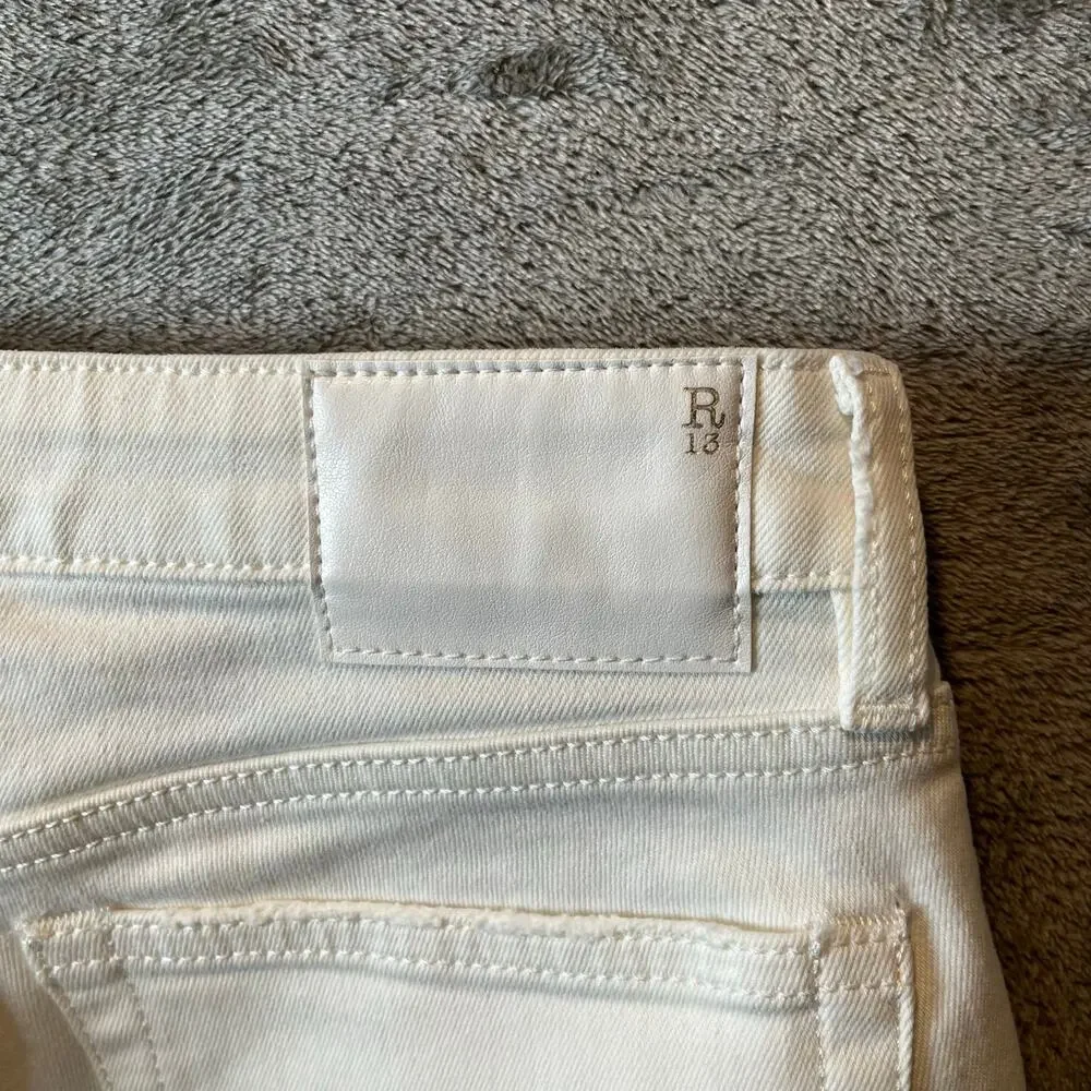 R13 Allison Skinny‎ Jeans Garret White Size 28 Distressed